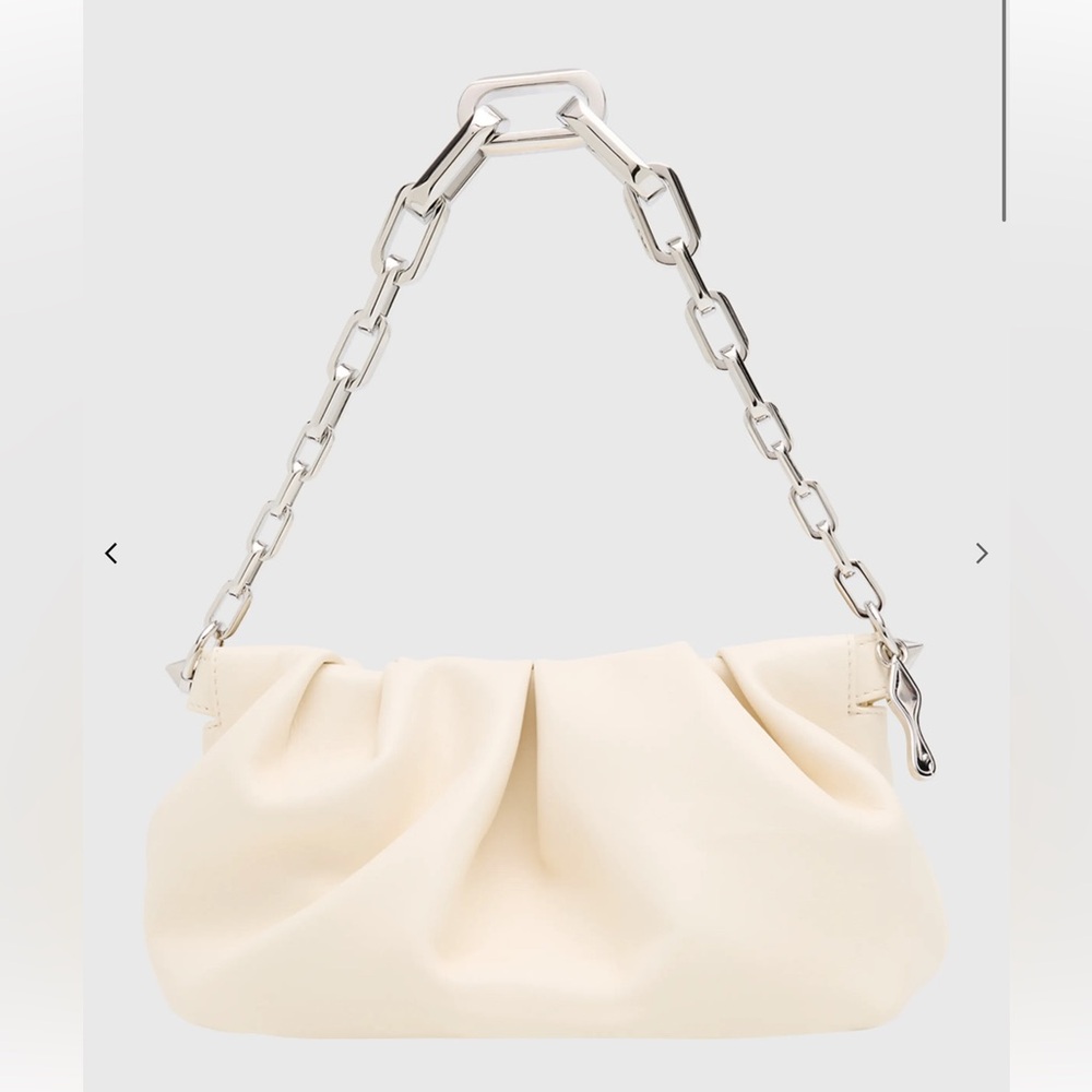 Christian Louboutin Eva Pleated Shoulder Bag with Silver Chain in Nappa Leather